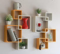 Designer Intersecting Wall Shelves (Set of 8) (Yellow, White)