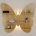 Butterfly Shape Backlit Designer Wooden Wall Shelf 