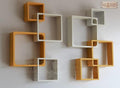 Designer Intersecting Wall Shelves (Set of 8) (Yellow, White)