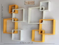 Designer Intersecting Wall Shelves (Set of 8) (Yellow, White)