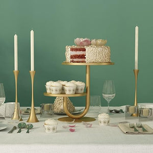 Round 2 Tier Golden metal Cake Stand