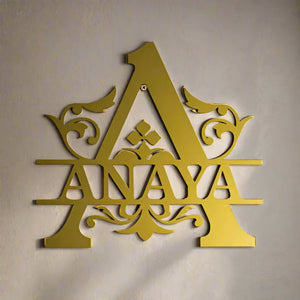 Customized A To Z Name Metallic Golden Monogram Alphabet Letters Wall Hanging 