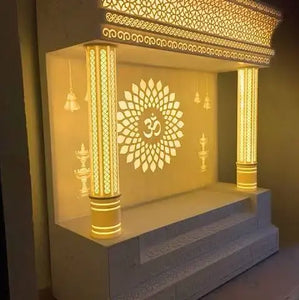Beautiful Corian Backlit Pooja Mandir 