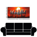 Beautiful View of 7 Running Horses at Sunset Premium Canvas Wall Painting