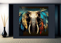 Elephant Tempered Glass Wall Art : UV Painted Living Room Decor