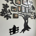 Wooden Family Tree with Photo Frames Wallpaper