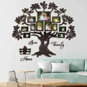 Wooden Family Tree with Photo Frames Wallpaper