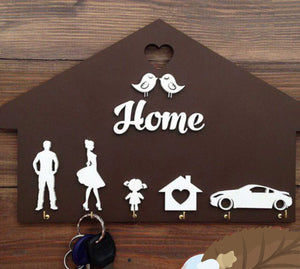 Laser Cut Homde Shaped Wooden Key Holder Personalized Key Hanger